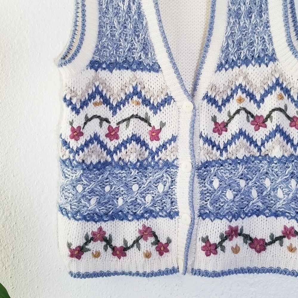 HUNTINGTON RIDGE Vintage Handknitted Cottagecore Vest S - Picture 7 of 10